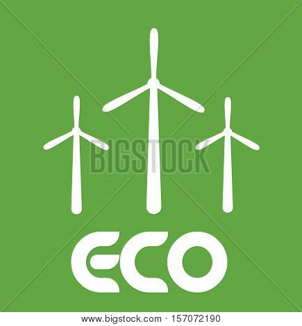 Wind Turbine Eco Green Save energy planet earth vector sign illustration stock