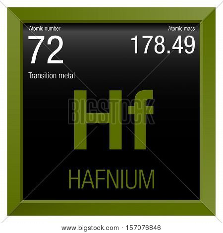 Hafnium Symbol. Element number 72 of the Periodic Table of the Elements - Chemistry - Green frame with black background