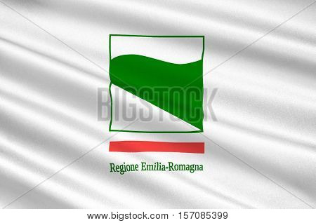 Flag of Emilia-Romagna is an administrative Region of Northern Italy. 3d illustration