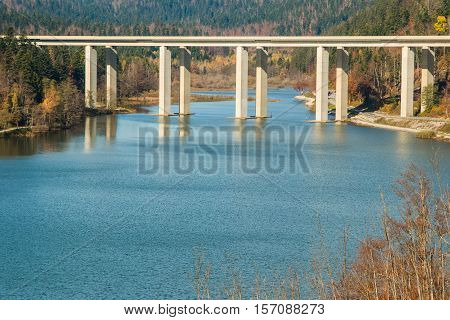 Bridge over the Bajer Lake in Fuzine, Gorski kotar, Croatia