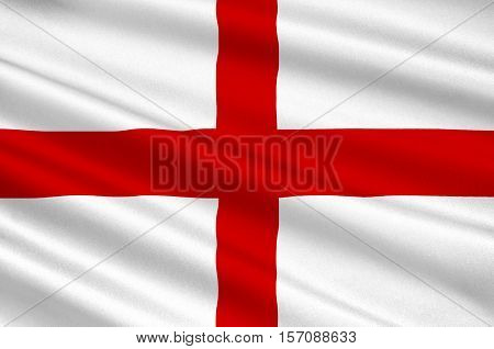 Flag of Bologna is the largest city and the capital of the Emilia-Romagna Region in Italy. 3d illustration