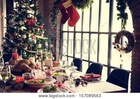 Christmas Family Dinner Table Concept