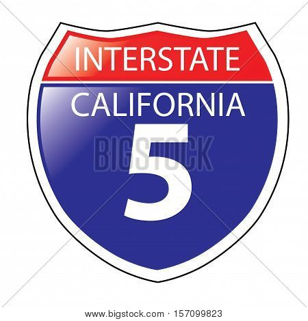 Layered artwork of California I-5 Interstate Sign