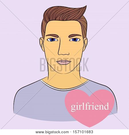 Vecto man with girlfriend in heart infographics
