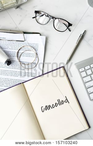 Cancelled Rejected Abort Declined Cancellation Denied Concept