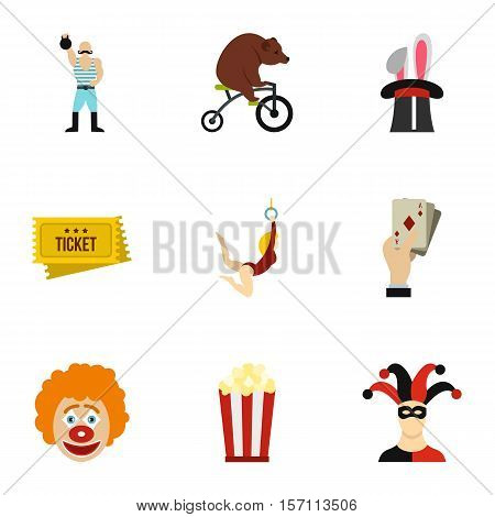 Circus chapiteau icons set. Flat illustration of 9 circus chapiteau vector icons for web