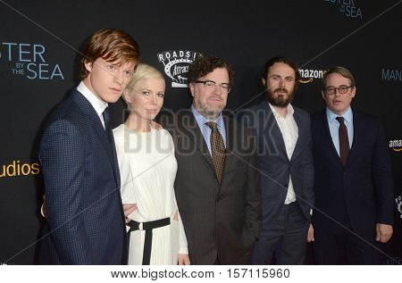 LOS ANGELES - NOV 14: Lucas Hedges, Michelle Williams, Kenneth Lonergan, Caey Affleck, Matthew Broderick at the 