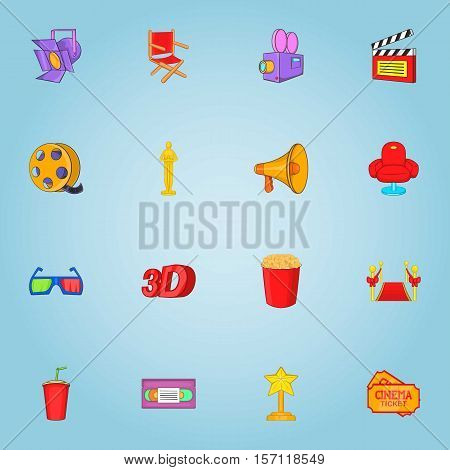 Cinema icons set. Cartoon illustration of 16 cinema vector icons for web