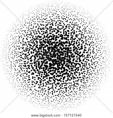 Chaotic Pointillist (half-tone) Circle Pattern. Random Dots.