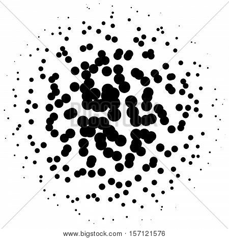 Chaotic Pointillist (half-tone) Circle Pattern. Random Dots.