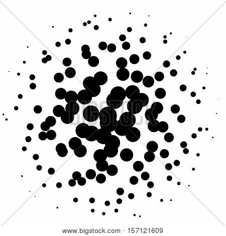 Chaotic Pointillist (half-tone) Circle Pattern. Random Dots.