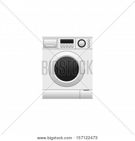 Realistic washing machine front view closed up isolated on white background vector illustration