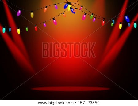 The concert on stage background with flood lights