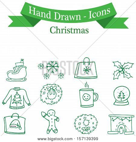 Vector art of Christmas icon set collection stock