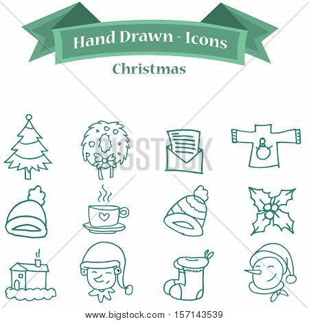 Collection stock Christmas icon set vector art