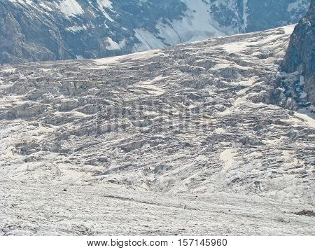 Ice snowy seracs in a Caucasian mountains