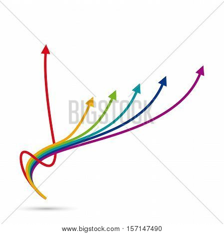 Vector many colored arrows on white background
