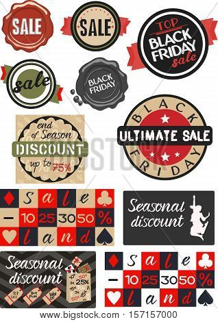 Offer end of season sale tag symbol discount with numbers retail sticker.