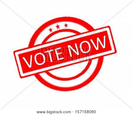 Illustration of vote now written on red rubber stamp