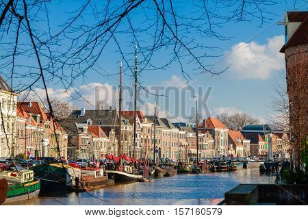 A view on the Thorbeckegracht in Zwolle taken from the Pelserbrugje