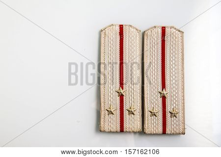 Parade Shoulder straps Lieutenant of russian army isolated on white background