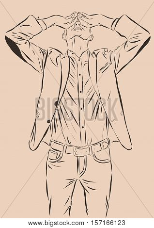 Vintage Hand Drawn Gentleman. Men s clothing. Retro Illustration style. Vector EPS 10