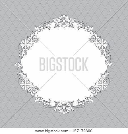 Vector Floral Wreath Of Chamomiles For Wedding Invitations. Black And White Illustration. Contour Li