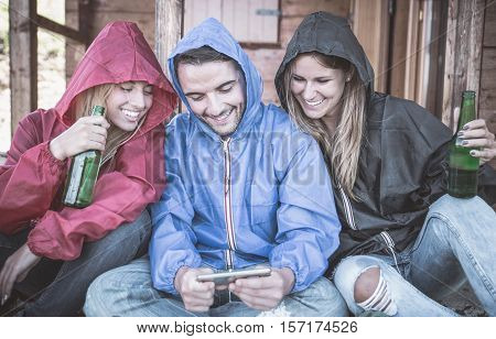 Friends spending time during a rainy day