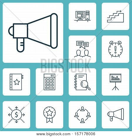 Set Of Project Management Icons On Discussion, Growth And Time Management Topics. Editable Vector Il