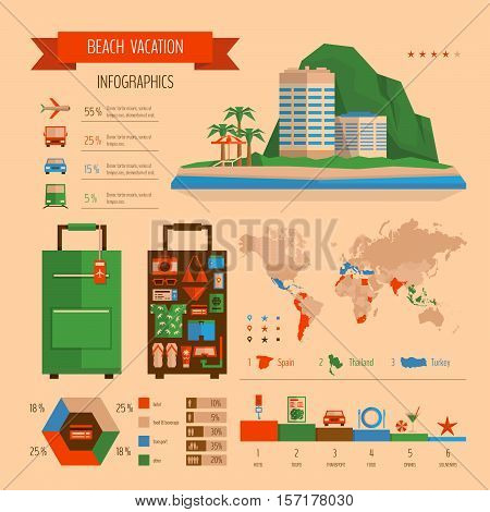Beach Vacation Infographics. Summer Travel And Tourism Planning.