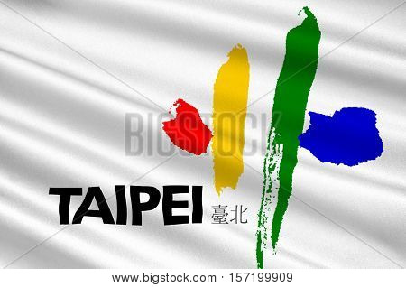 Flag of Taipei - the capital of Taiwan Province in the PRC. 3d illustration