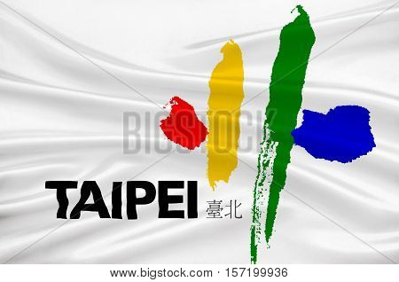 Flag of Taipei - the capital of Taiwan Province in the PRC. 3d illustration
