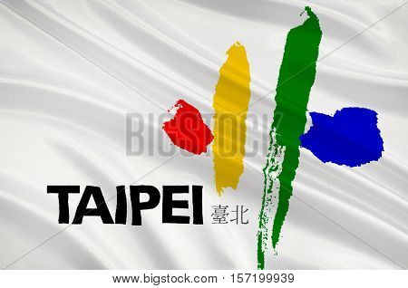 Flag of Taipei - the capital of Taiwan Province in the PRC. 3d illustration