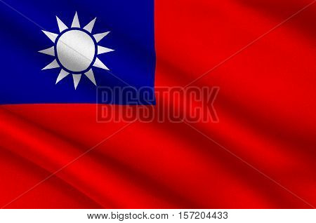 Flag of Taiwan officially the Republic of China is a state in East Asia. 3d illustration