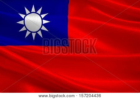 Flag of Taiwan officially the Republic of China is a state in East Asia. 3d illustration