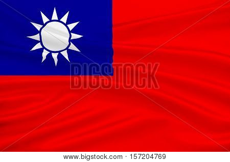 Flag of Taiwan officially the Republic of China is a state in East Asia. 3d illustration