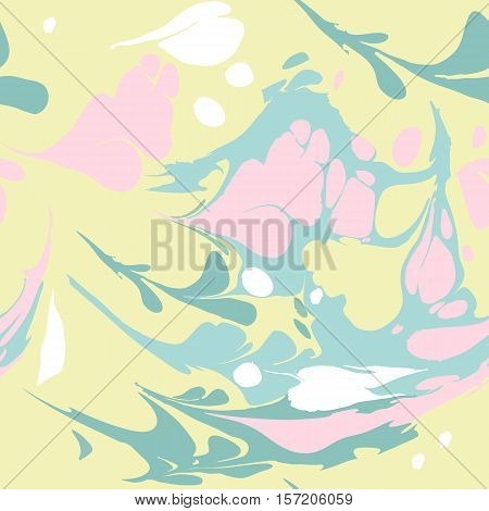 Seamless pattern with colored spots. Ebru art.