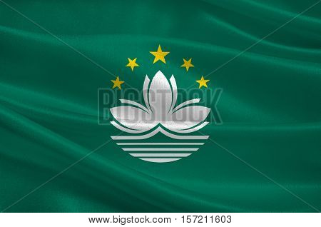 Flag of Macau also spelled Macao officially known as the Macau Special Administrative Region of the Peoples Republic of China. 3d illustration