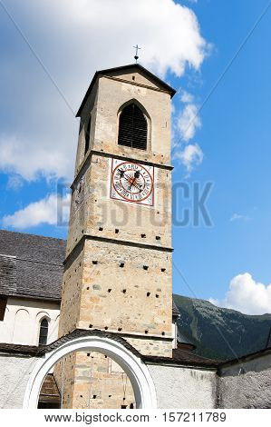 The Ancient Benedictine convent of Saint John (UNESCO world heritage site) in Monastery valley Mustair Grisons Switzerland