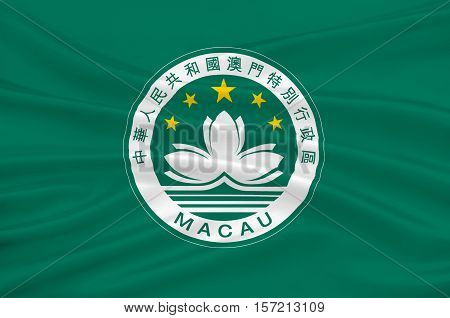 Flag of Macau also spelled Macao officially known as the Macau Special Administrative Region of the Peoples Republic of China. 3d illustration