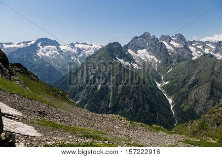 Klych highland pass near border of Georgia - Abkhazia