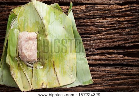 Nham Sour Pork In Banana Leaves Thai Food
