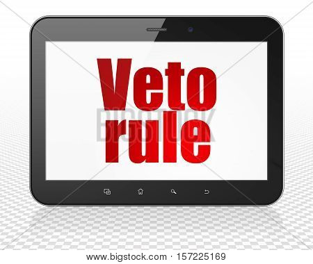 Political concept: Tablet Pc Computer with red text Veto Rule on display, 3D rendering