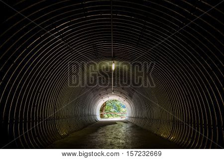 Tunnel leading to the nature near Staubbach Falls Switzerland