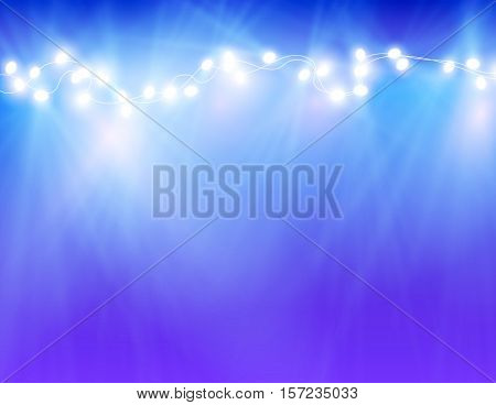 Colourful Glowing Christmas Lights And Greeting Card. Vector illustration