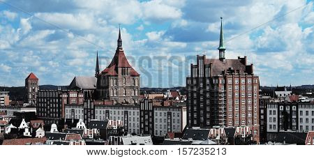 The view of the old part of Rostock (Germany)