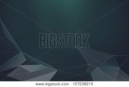 Abstract polygonal low poly blue green background with connecting lines