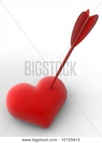 Von Amor Pfeil durchbohrte Herz