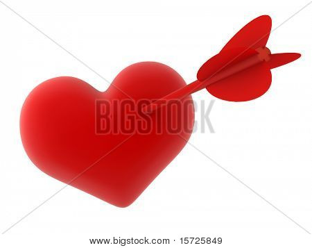 von Cupid Pfeil durchbohrte Herz