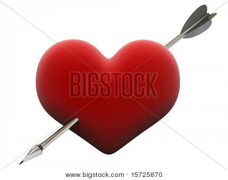 samt-Herz durchbohrt von Stahl Amor Pfeil